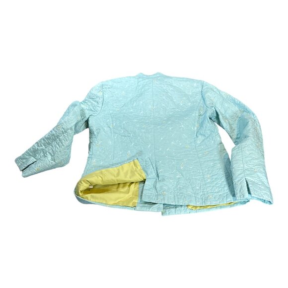 Sigrid Olsen Jacket Womens S Aqua Quilt Embroidery Floral Short Office Party - Picture 14 of 16